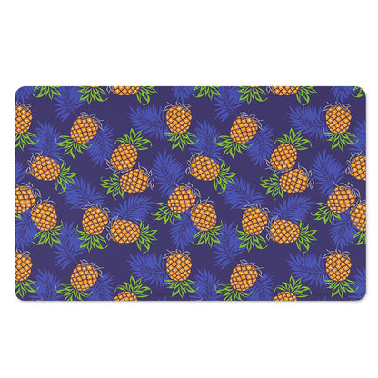 Blue Leaf Pineapple Pattern Print Polyester Doormat