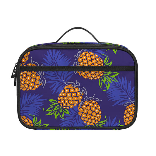 Blue Leaf Pineapple Pattern Print Portable Lunch Bag