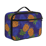 Blue Leaf Pineapple Pattern Print Portable Lunch Bag