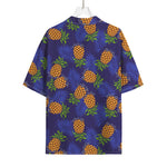 Blue Leaf Pineapple Pattern Print Rayon Hawaiian Shirt