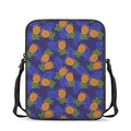 Blue Leaf Pineapple Pattern Print Rectangular Crossbody Bag