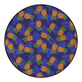 Blue Leaf Pineapple Pattern Print Round Floor Mat