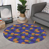 Blue Leaf Pineapple Pattern Print Round Rug