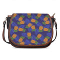 Blue Leaf Pineapple Pattern Print Saddle Bag