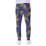 Blue Leaf Pineapple Pattern Print Scuba Joggers