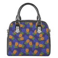 Blue Leaf Pineapple Pattern Print Shoulder Handbag