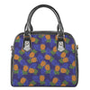 Blue Leaf Pineapple Pattern Print Shoulder Handbag