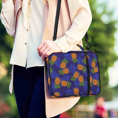 Blue Leaf Pineapple Pattern Print Shoulder Strap Bible Bag