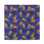 Blue Leaf Pineapple Pattern Print Silk Bandana