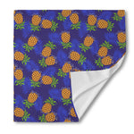 Blue Leaf Pineapple Pattern Print Silk Bandana