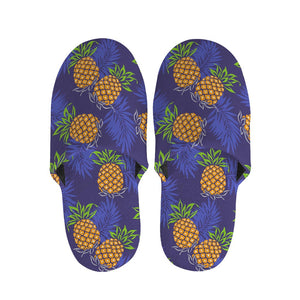 Blue Leaf Pineapple Pattern Print Slippers