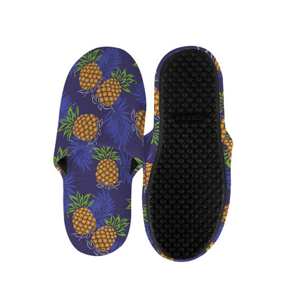 Blue Leaf Pineapple Pattern Print Slippers