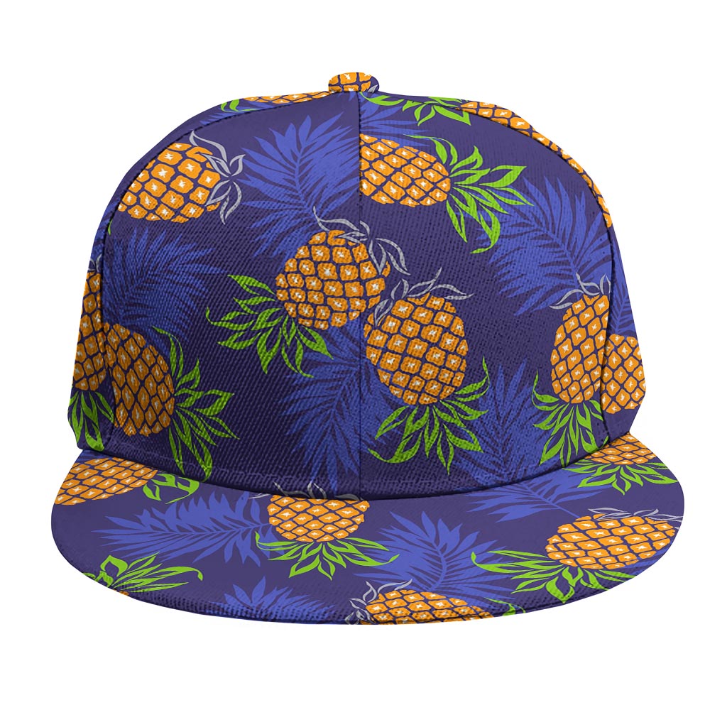 Blue Leaf Pineapple Pattern Print Snapback Cap