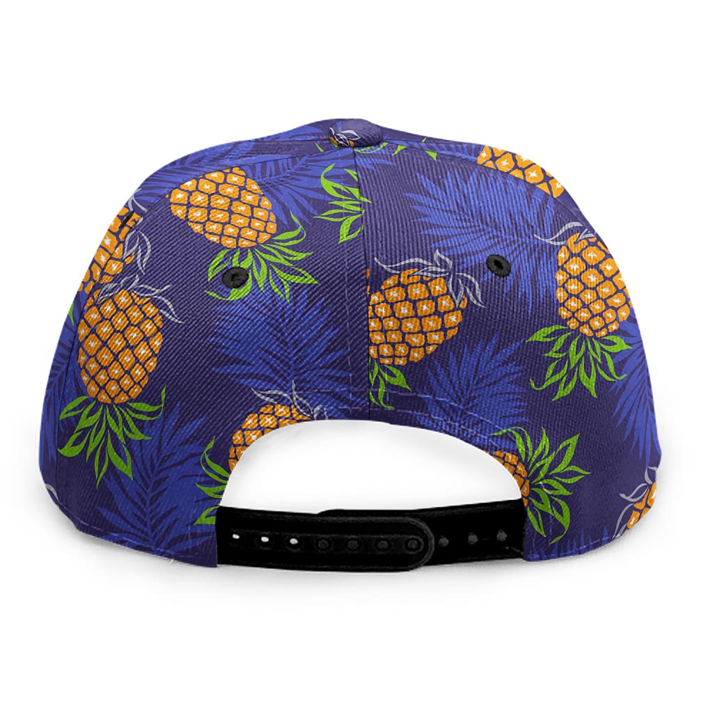 Blue Leaf Pineapple Pattern Print Snapback Cap