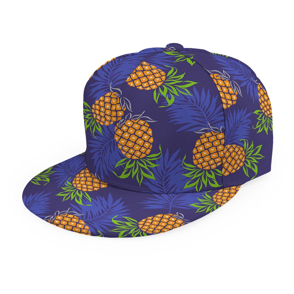 Blue Leaf Pineapple Pattern Print Snapback Cap