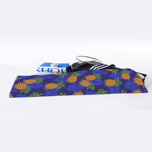 Blue Leaf Pineapple Pattern Print Sports Towel