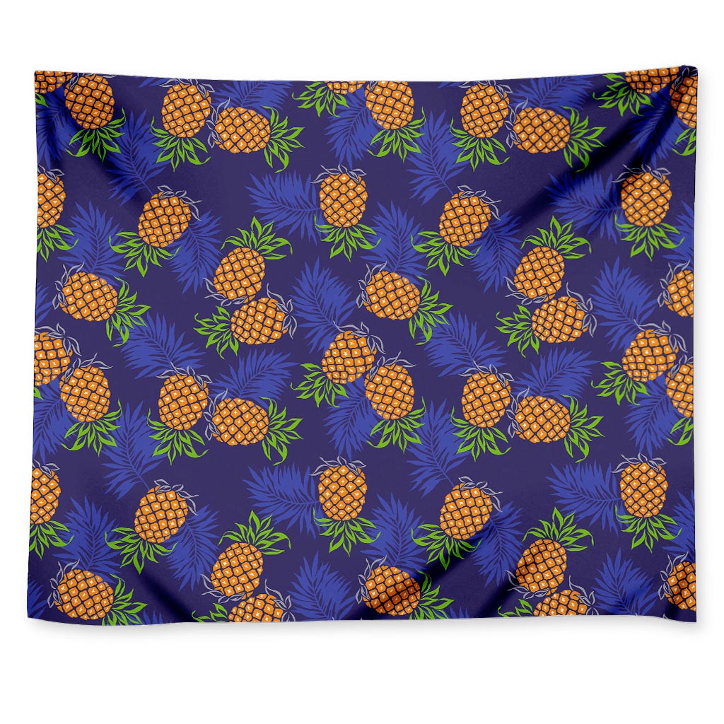 Blue Leaf Pineapple Pattern Print Tapestry