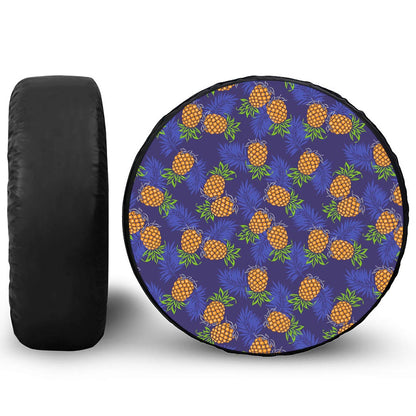 Blue Leaf Pineapple Pattern Print Tire Cover