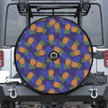 Blue Leaf Pineapple Pattern Print Tire Cover With Camera Hole