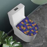 Blue Leaf Pineapple Pattern Print Toilet Lid Cover