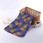 Blue Leaf Pineapple Pattern Print Towel