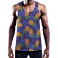 Blue Leaf Pineapple Pattern Print Men's Workout Tank Top