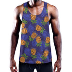 Blue Leaf Pineapple Pattern Print Training Tank Top