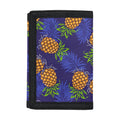 Blue Leaf Pineapple Pattern Print Trifold Wallet