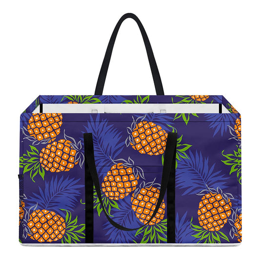 Blue Leaf Pineapple Pattern Print Utility Tote Bag