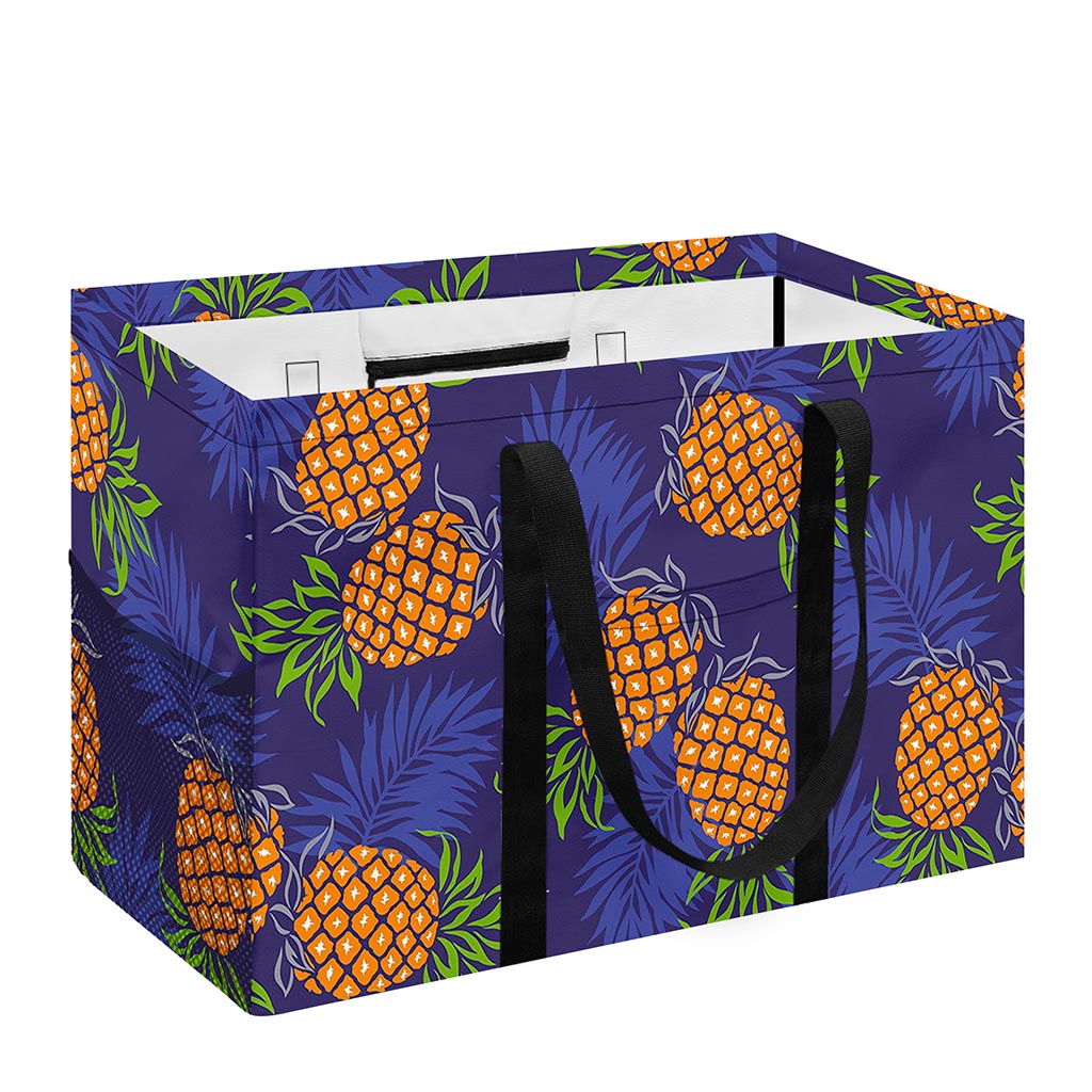Blue Leaf Pineapple Pattern Print Utility Tote Bag