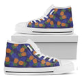Blue Leaf Pineapple Pattern Print White High Top Sneakers