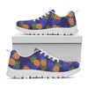 Blue Leaf Pineapple Pattern Print White Running Shoes