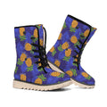 Blue Leaf Pineapple Pattern Print Winter Boots