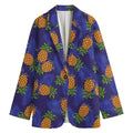 Blue Leaf Pineapple Pattern Print Women's Blazer