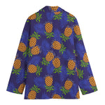 Blue Leaf Pineapple Pattern Print Women's Blazer