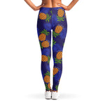 Blue Leaf Pineapple Pattern Print Women's Leggings