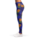 Blue Leaf Pineapple Pattern Print Women's Leggings