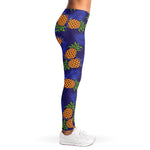 Blue Leaf Pineapple Pattern Print Women's Leggings