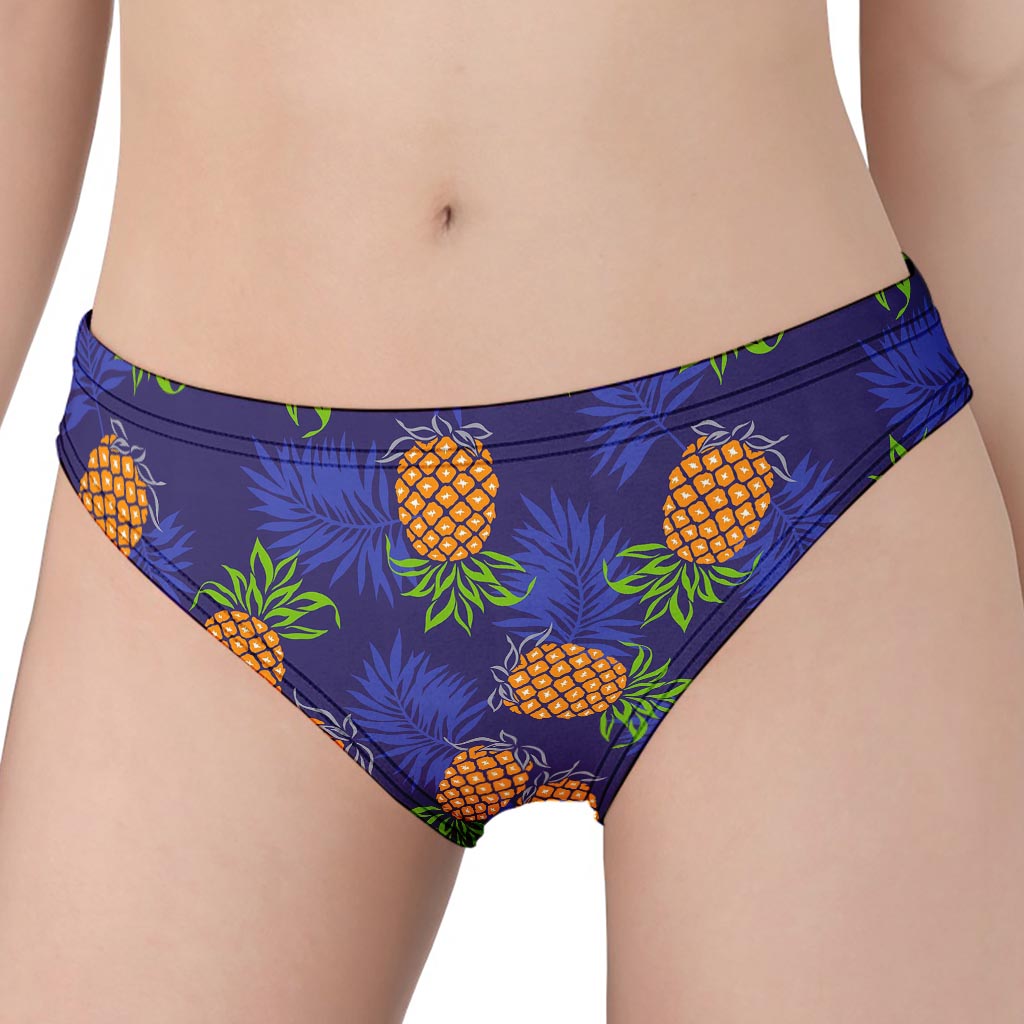 Blue Leaf Pineapple Pattern Print Women's Panties