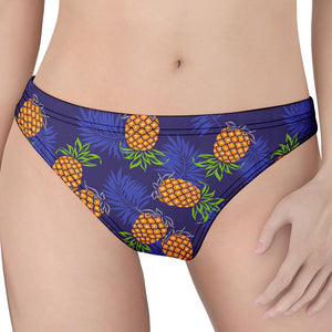 Blue Leaf Pineapple Pattern Print Women's Thong