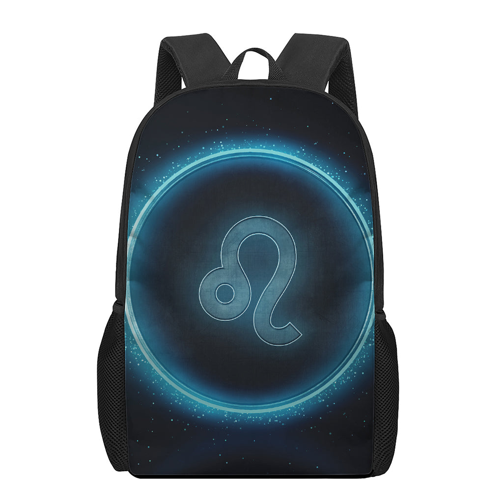 Blue Leo Zodiac Sign Print 17 Inch Backpack