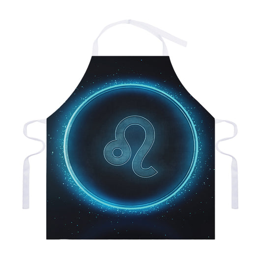 Blue Leo Zodiac Sign Print Adjustable Apron