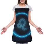 Blue Leo Zodiac Sign Print Adjustable Apron