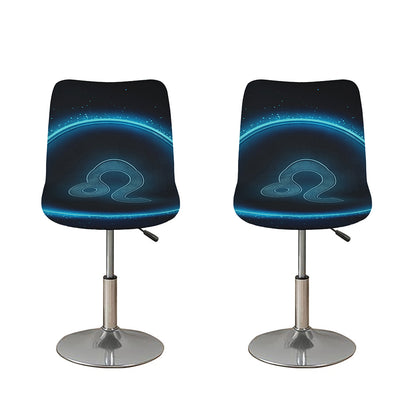 Blue Leo Zodiac Sign Print Bar Stool Covers