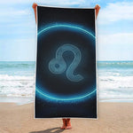 Blue Leo Zodiac Sign Print Beach Towel
