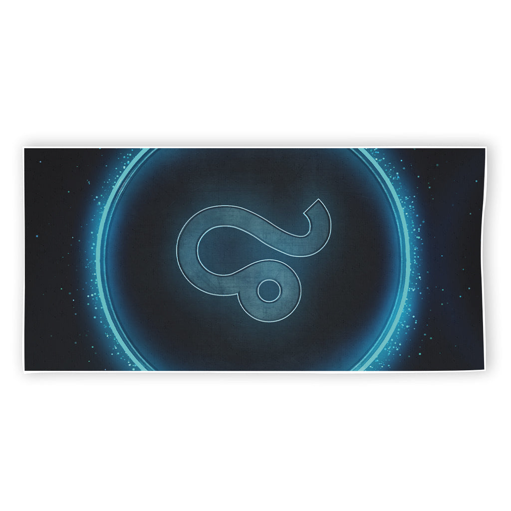 Blue Leo Zodiac Sign Print Beach Towel