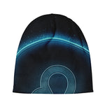Blue Leo Zodiac Sign Print Beanie