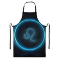 Blue Leo Zodiac Sign Print Bib Apron With Pocket