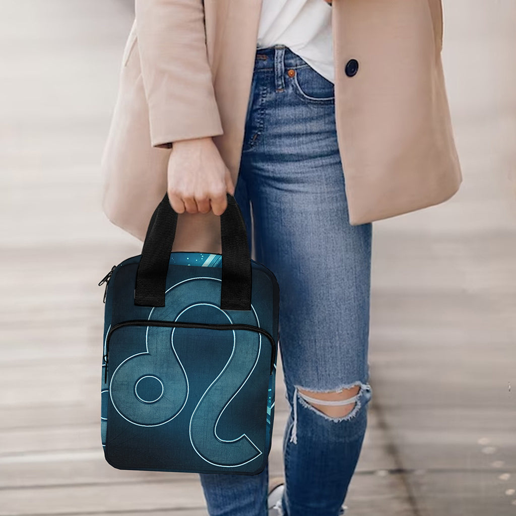 Blue Leo Zodiac Sign Print Bible Tote Bag