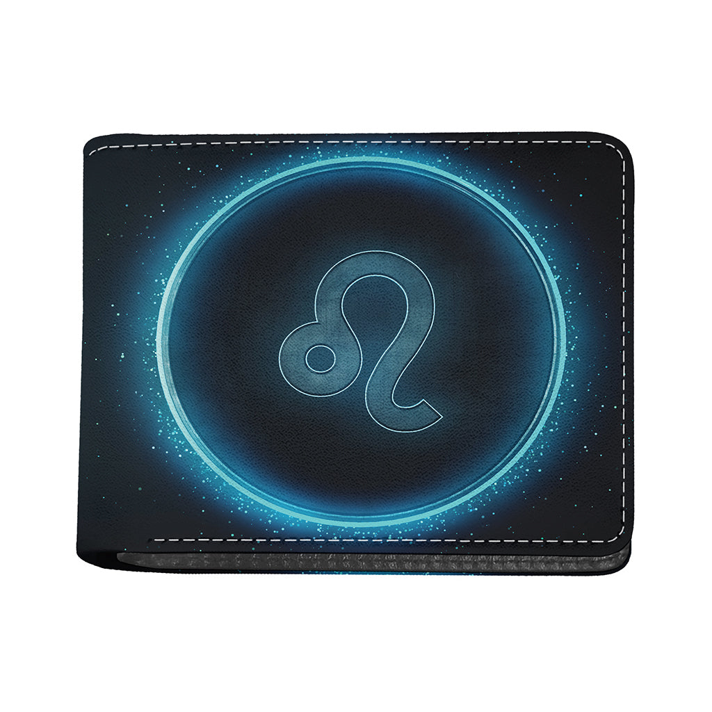 Blue Leo Zodiac Sign Print Bifold Wallet